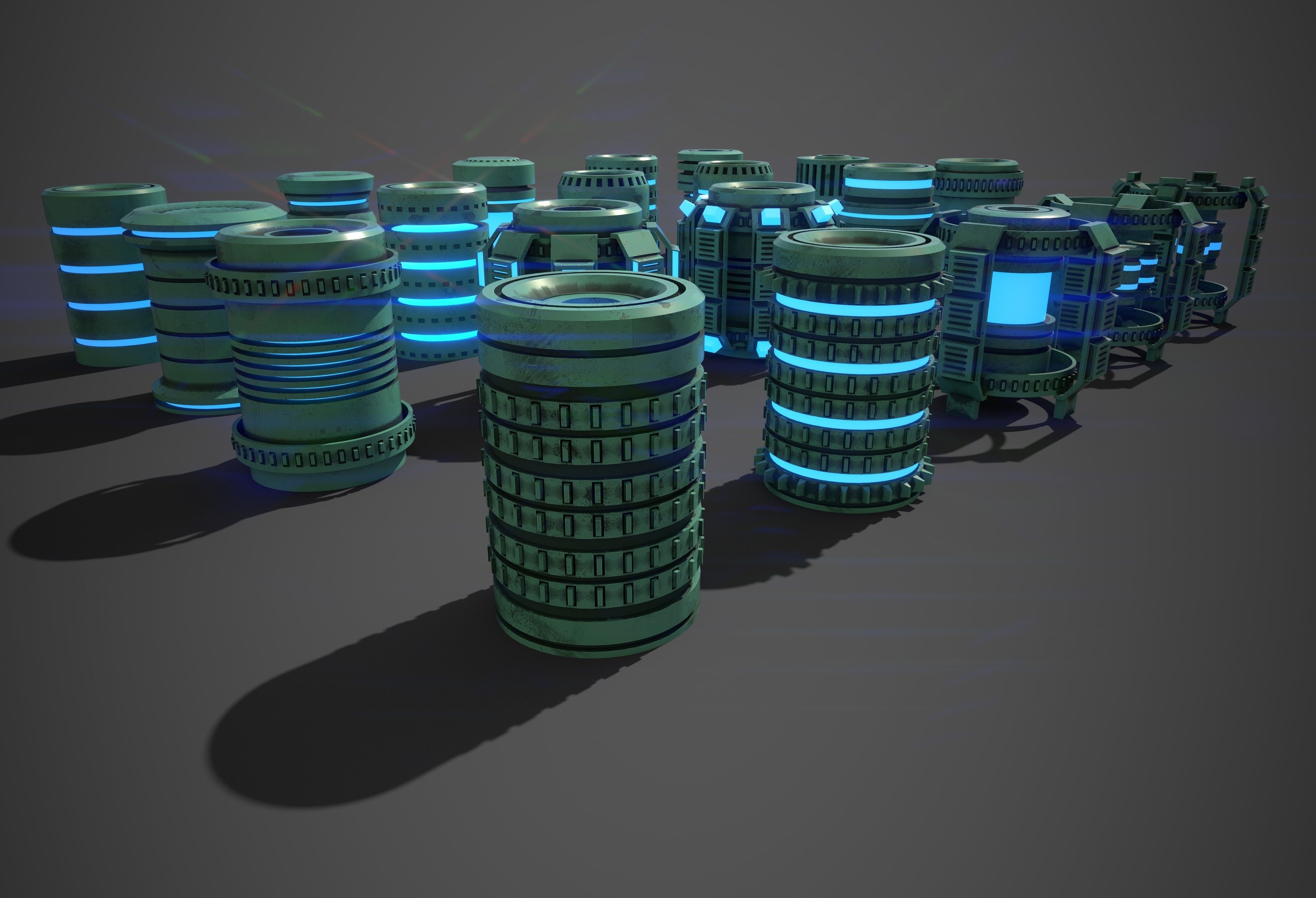 Sci-Fi Cylinder Version One Low-poly 3D model_9