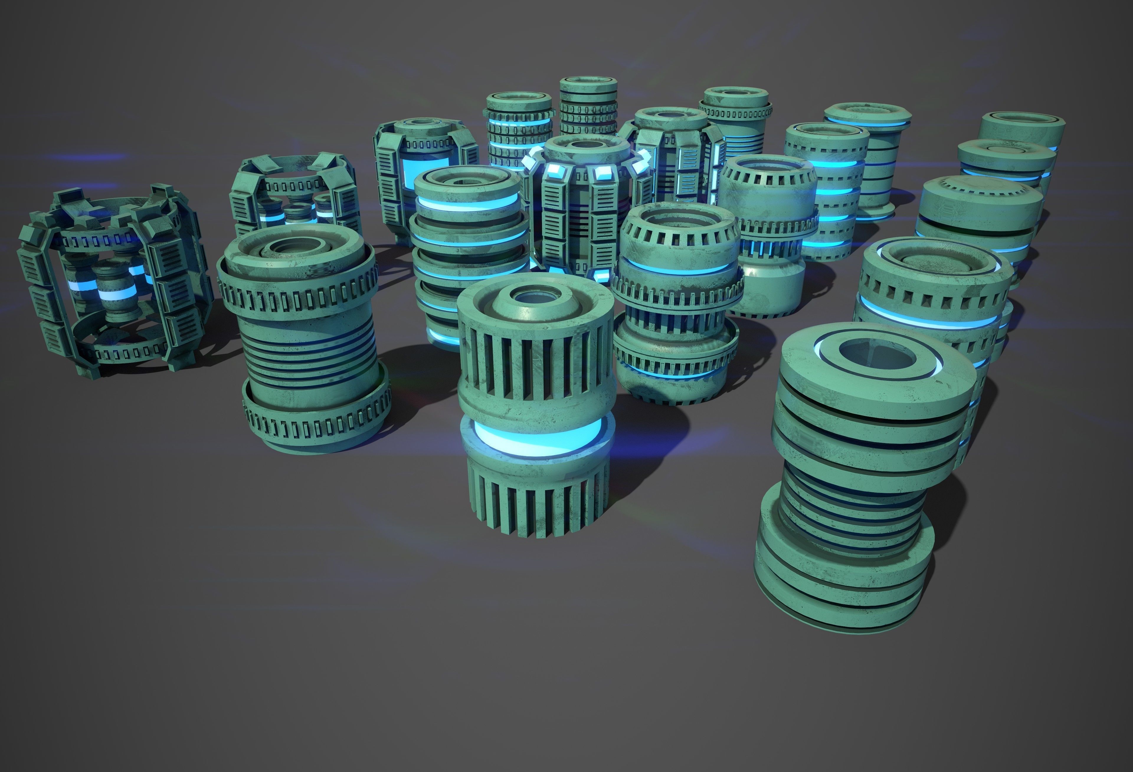 Sci-Fi Cylinder Version One Low-poly 3D model_2