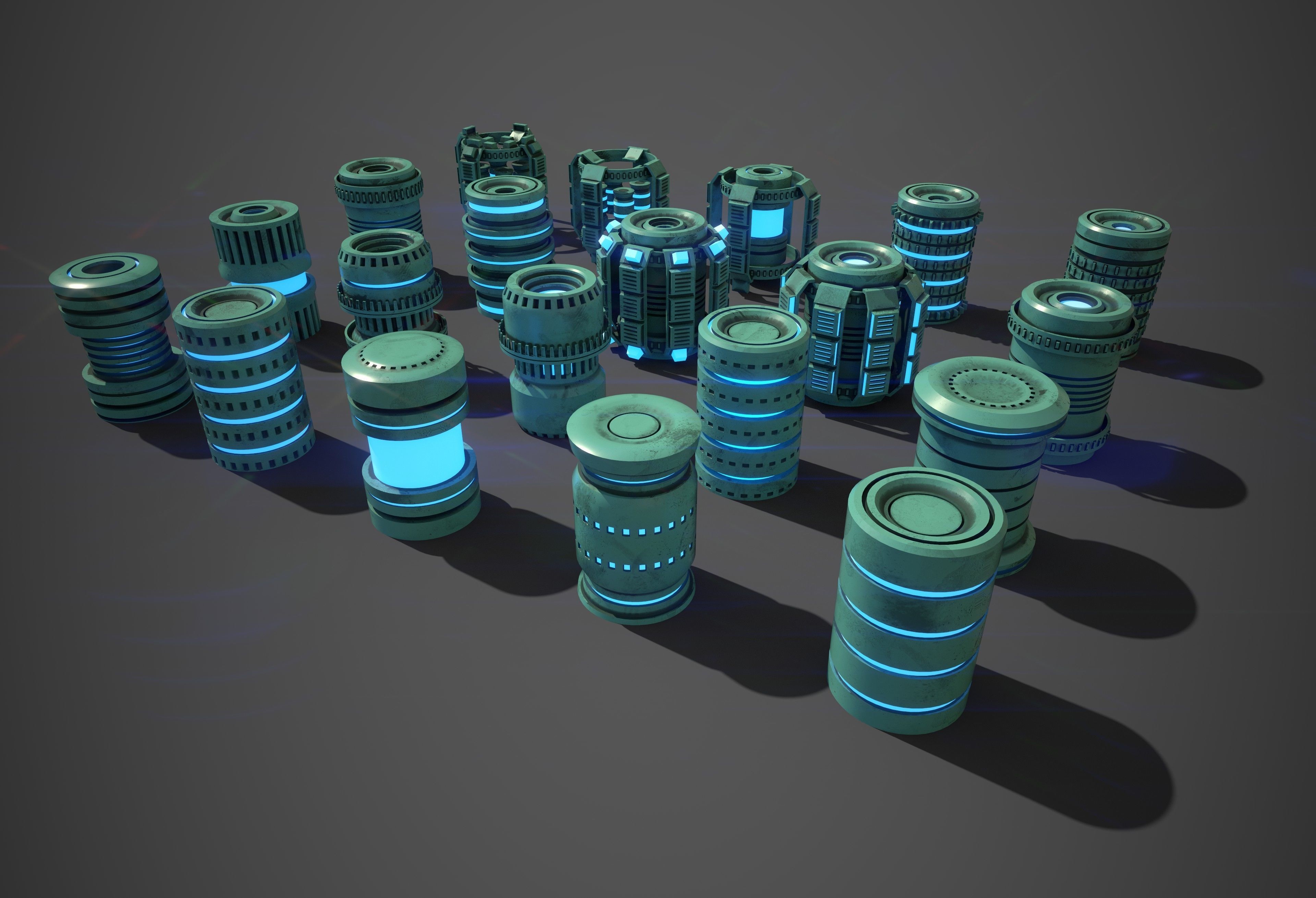 Sci-Fi Cylinder Version One Low-poly 3D model_1
