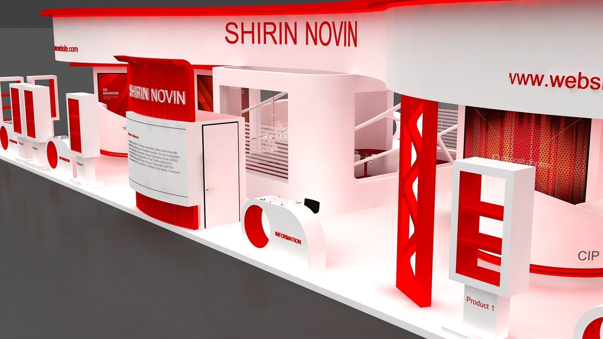 booth Low-poly 3D model_9