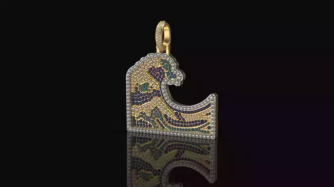 Model 1094  Wave Diamond Pendant