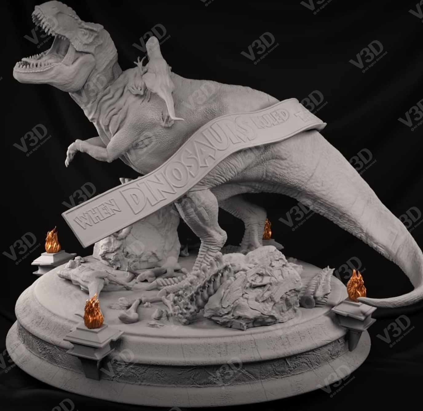 Jurassic Park diorama for 3d print - V3D 3D print model_1