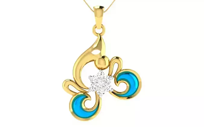 light weight yellow gold  diamond pendent -ZA PN 2095