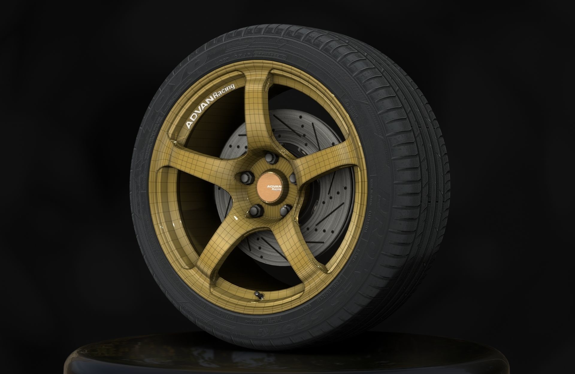 Advan TC-4 Wheels - Game Ready - Low Poly - Fully Textured Low-poly 3D model_6