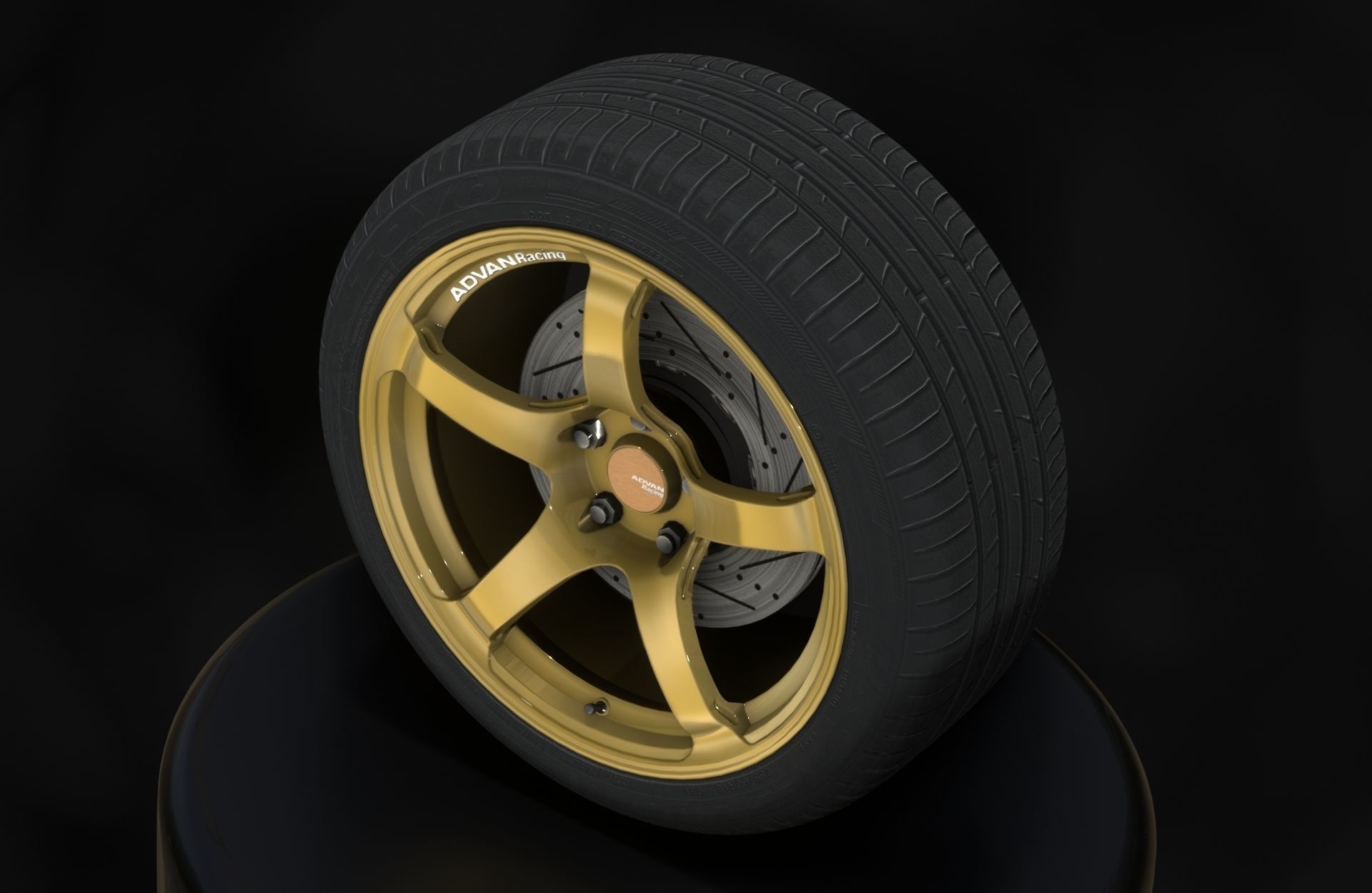 Advan TC-4 Wheels - Game Ready - Low Poly - Fully Textured Low-poly 3D model_11