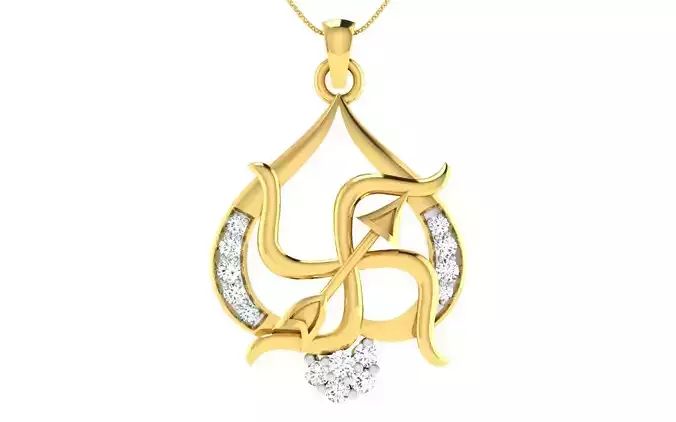 light weight yellow gold  diamond pendent -ZA PN 2099