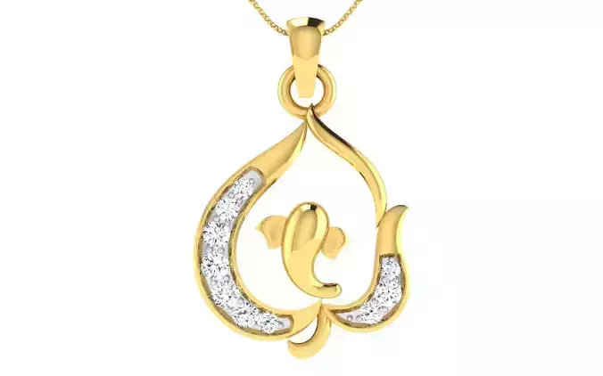 light weight yellow gold  diamond pendent -ZA PN 2101