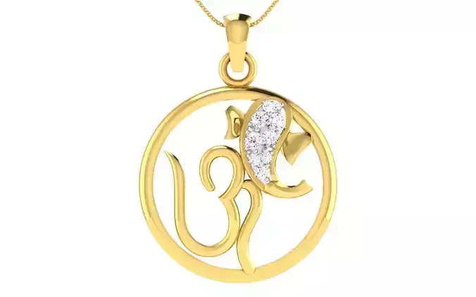 light weight yellow gold  diamond pendent -ZA PN 2102