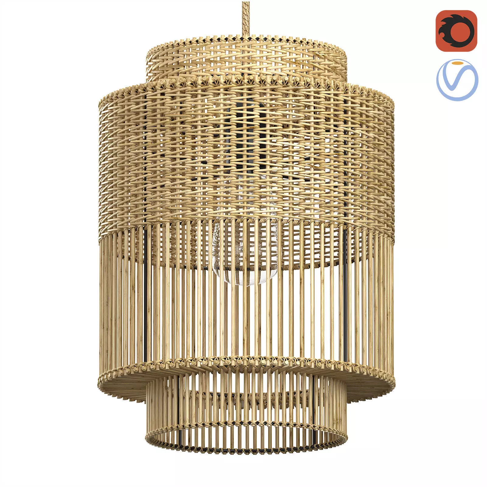 The Colonial Pendant Bamboo lamp Bazar Bizar 3D model