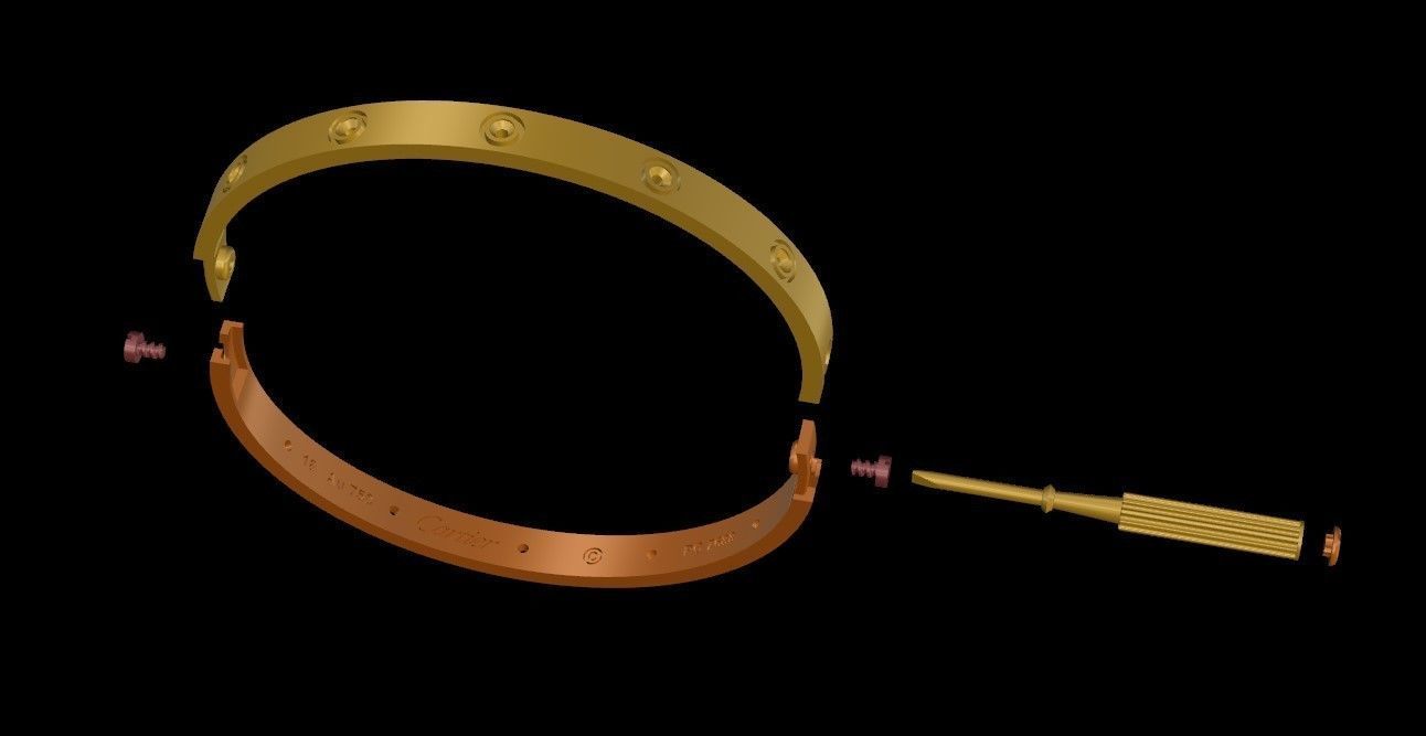 Love Bracelet With Diamond - Size 17 3D print model_11