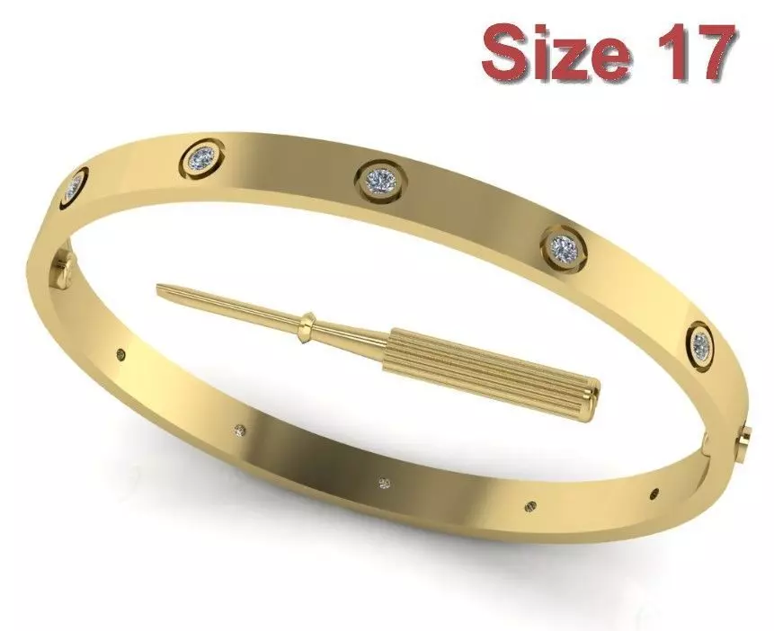 Love Bracelet With Diamond - Size 17 3D print model_0