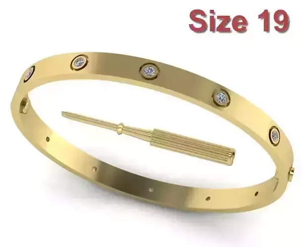 Love Bracelet With Diamond - Size 19 Cartier Inspiration 3D print model