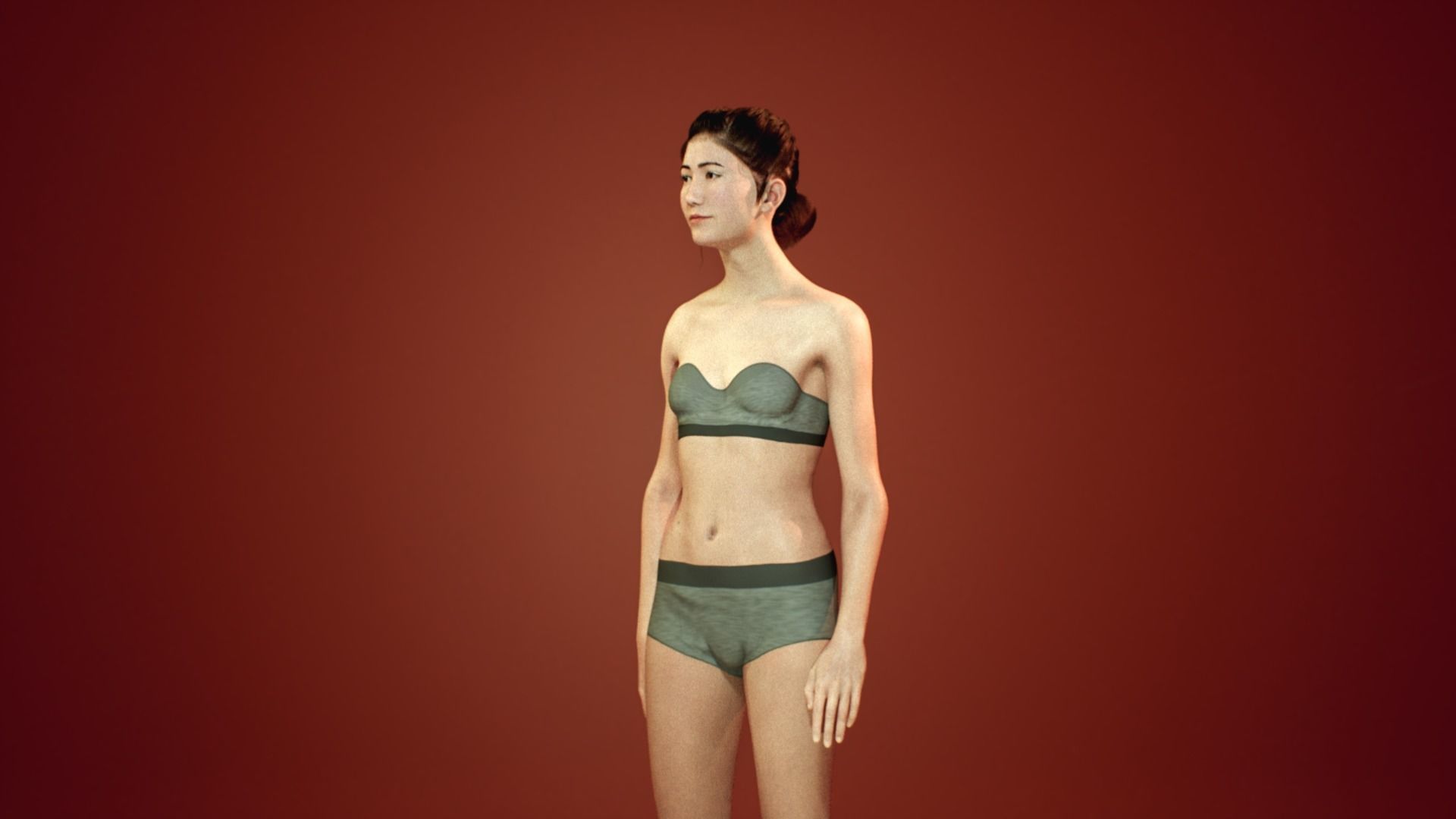 Hana - Realistic Female Character Unreal Maya with Hair 3D model_2