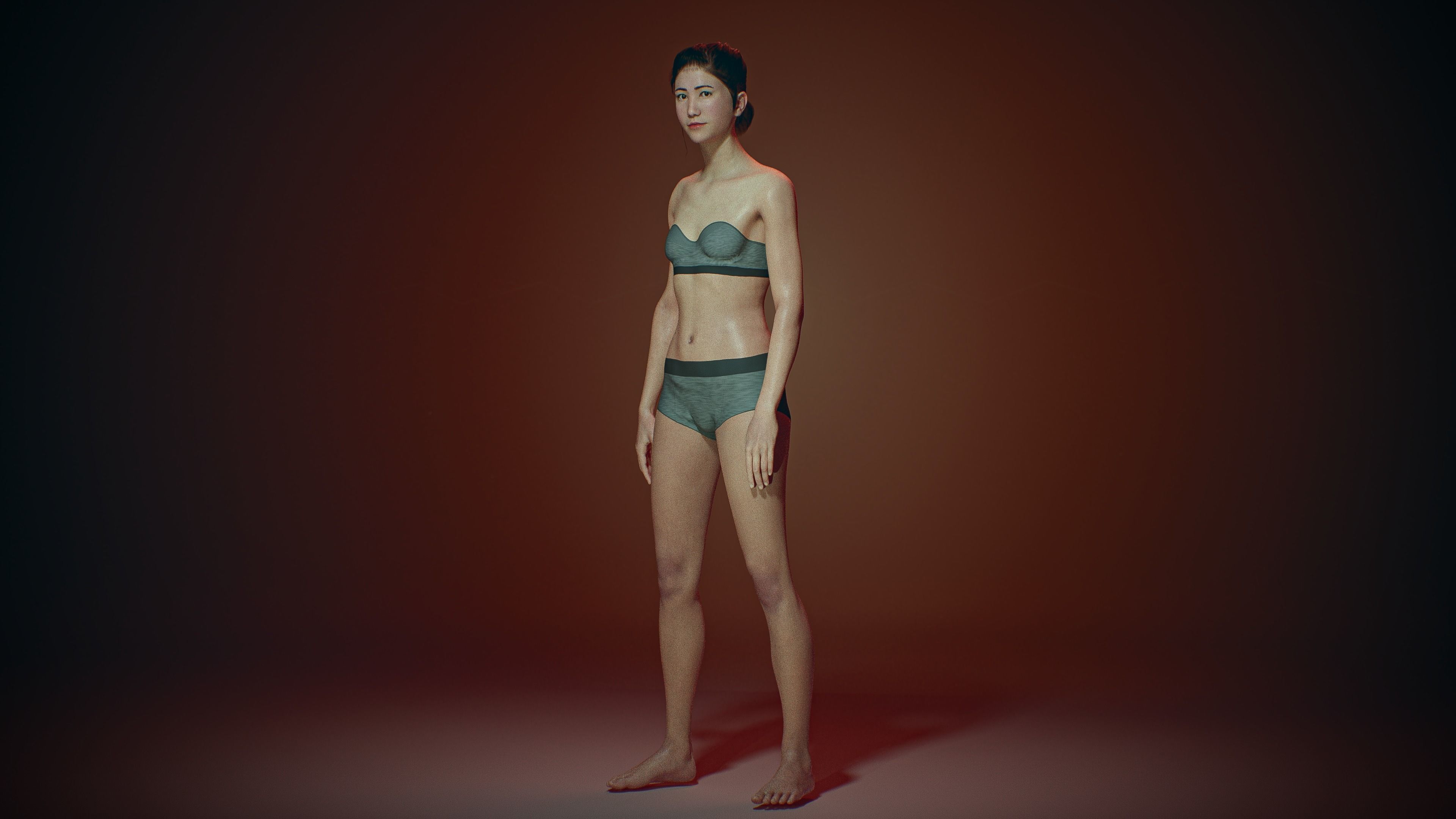 Hana - Realistic Female Character Unreal Maya with Hair 3D model_6