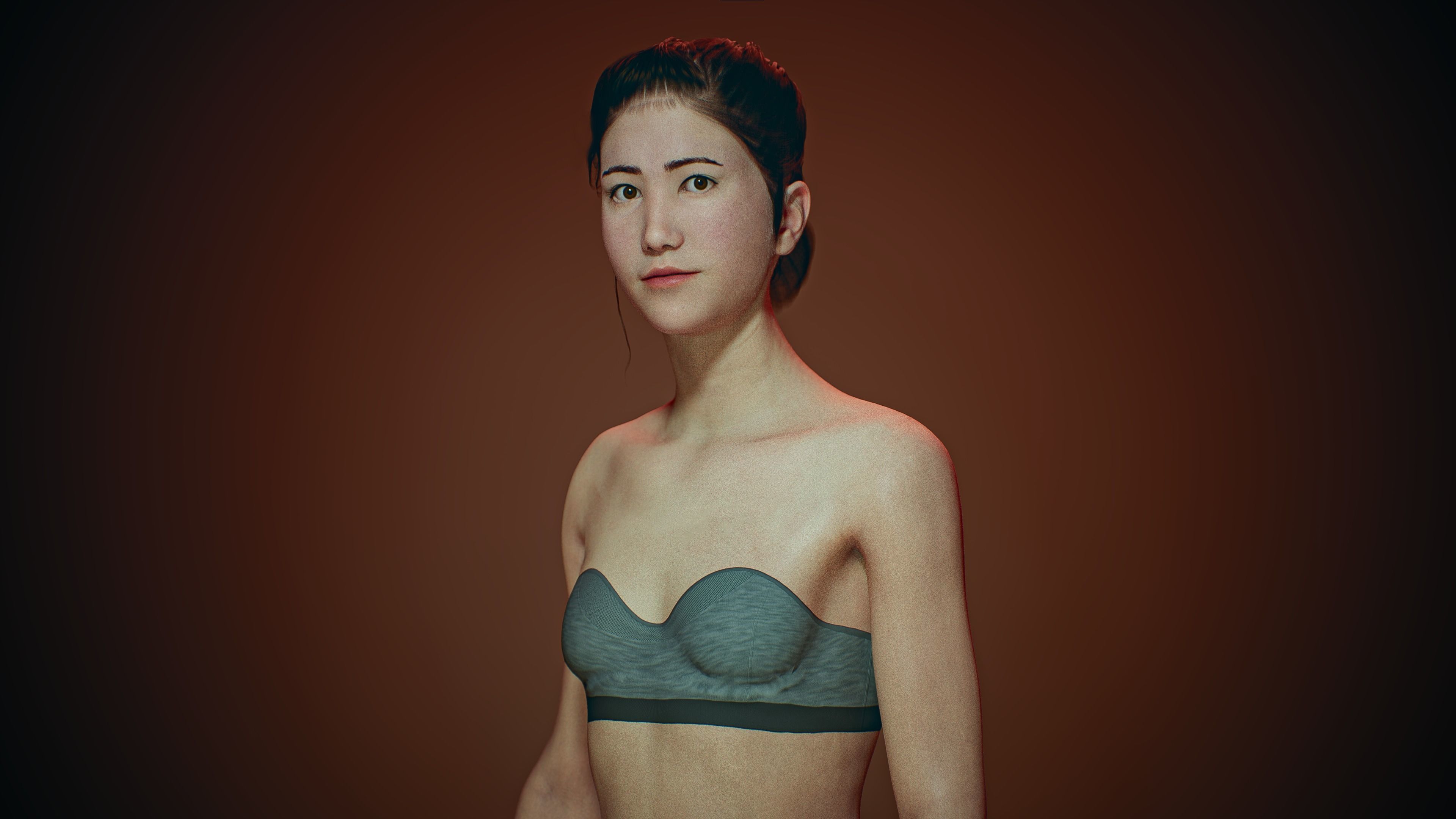 Hana - Realistic Female Character Unreal Maya with Hair 3D model_1