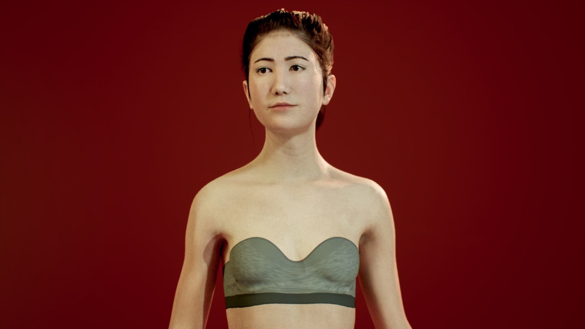 Hana - Realistic Female Character Unreal Maya with Hair 3D model_3