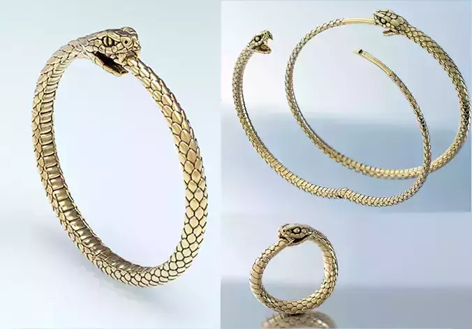 Ouroboros Snake Set 3D Model Collection