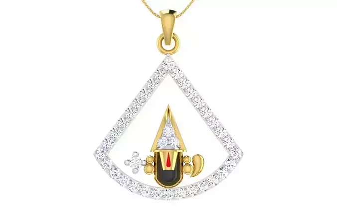 light weight yellow gold  diamond pendent -ZA PN 2105