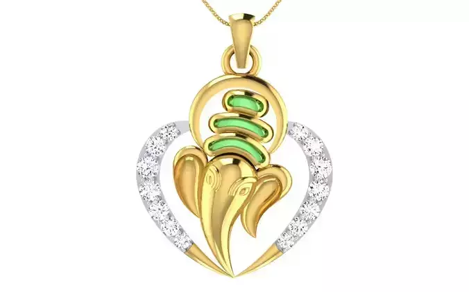 light weight yellow gold  diamond pendent -ZA PN 2106-B Charms61