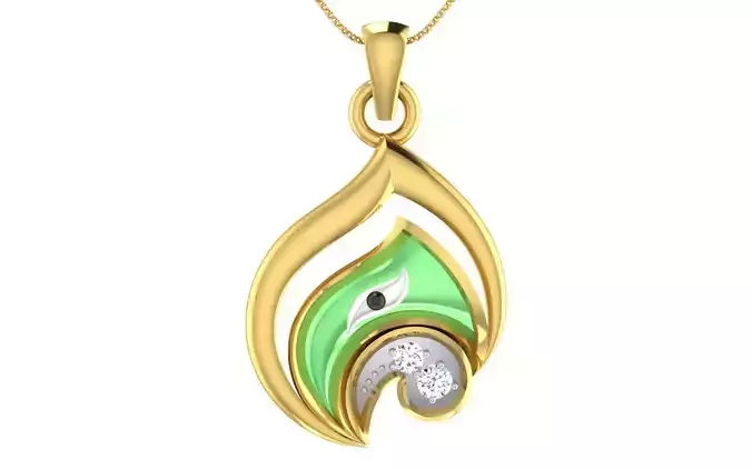 light weight yellow gold diamond pendent -ZA PN 2108 3D print model