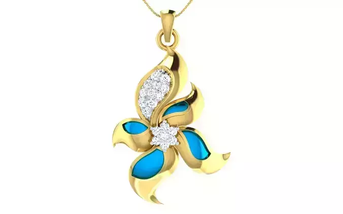 light weight yellow gold  diamond pendent -ZA PN 2110