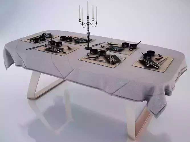 table MODERN Brenta with tablecloth anh service
