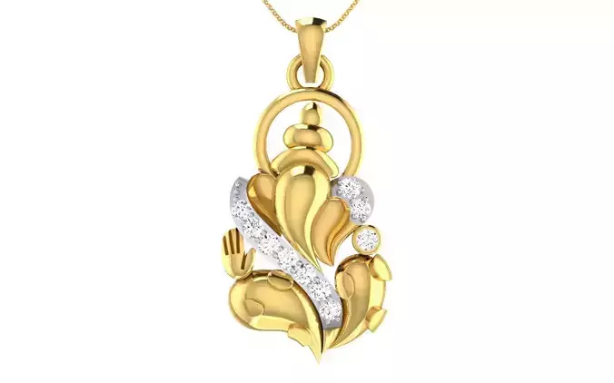 light weight yellow gold  diamond pendent -ZA PN 2111