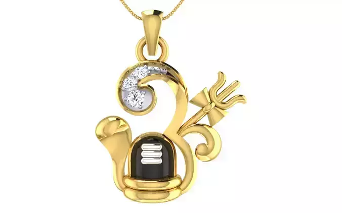 light weight yellow gold  diamond pendent -ZA PN 2125