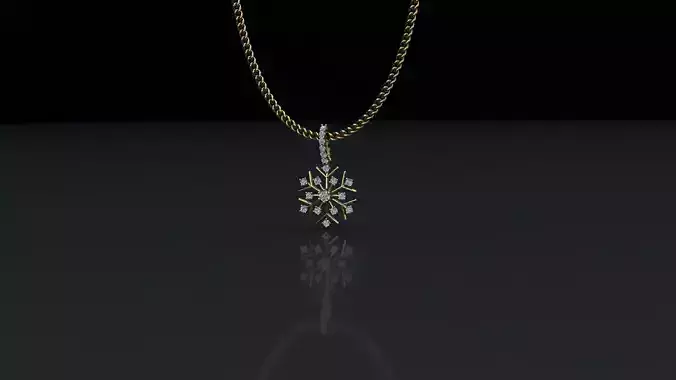 DAIMOND SNOWFLAKE PENDANT 3D print model