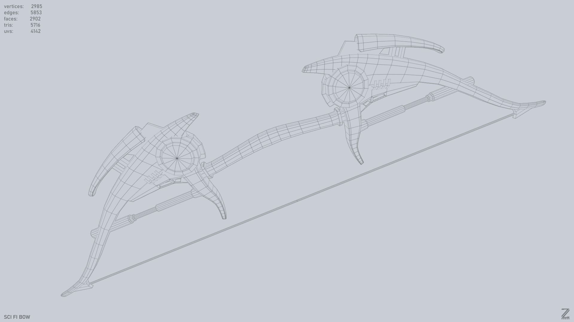 Scifi bow Low-poly 3D model_11