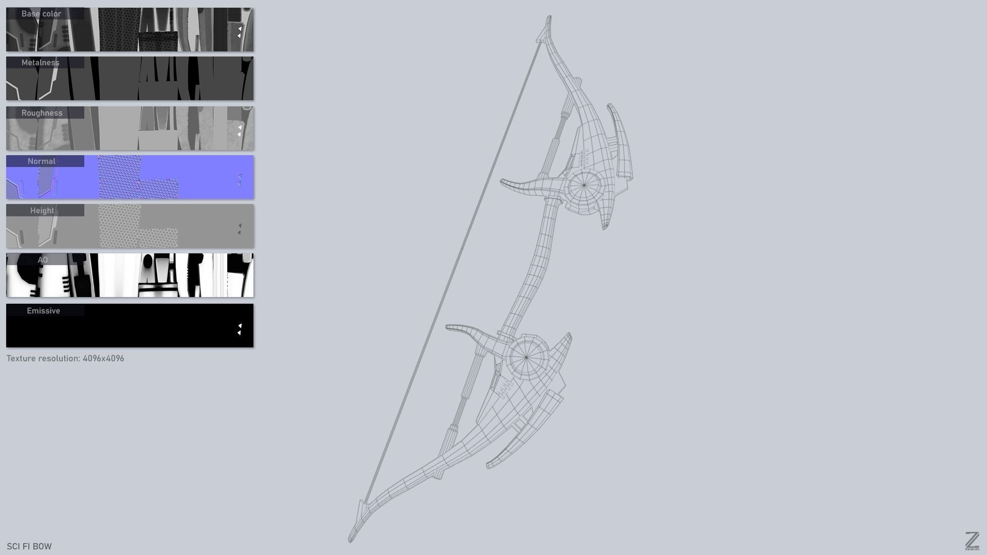 Scifi bow Low-poly 3D model_2