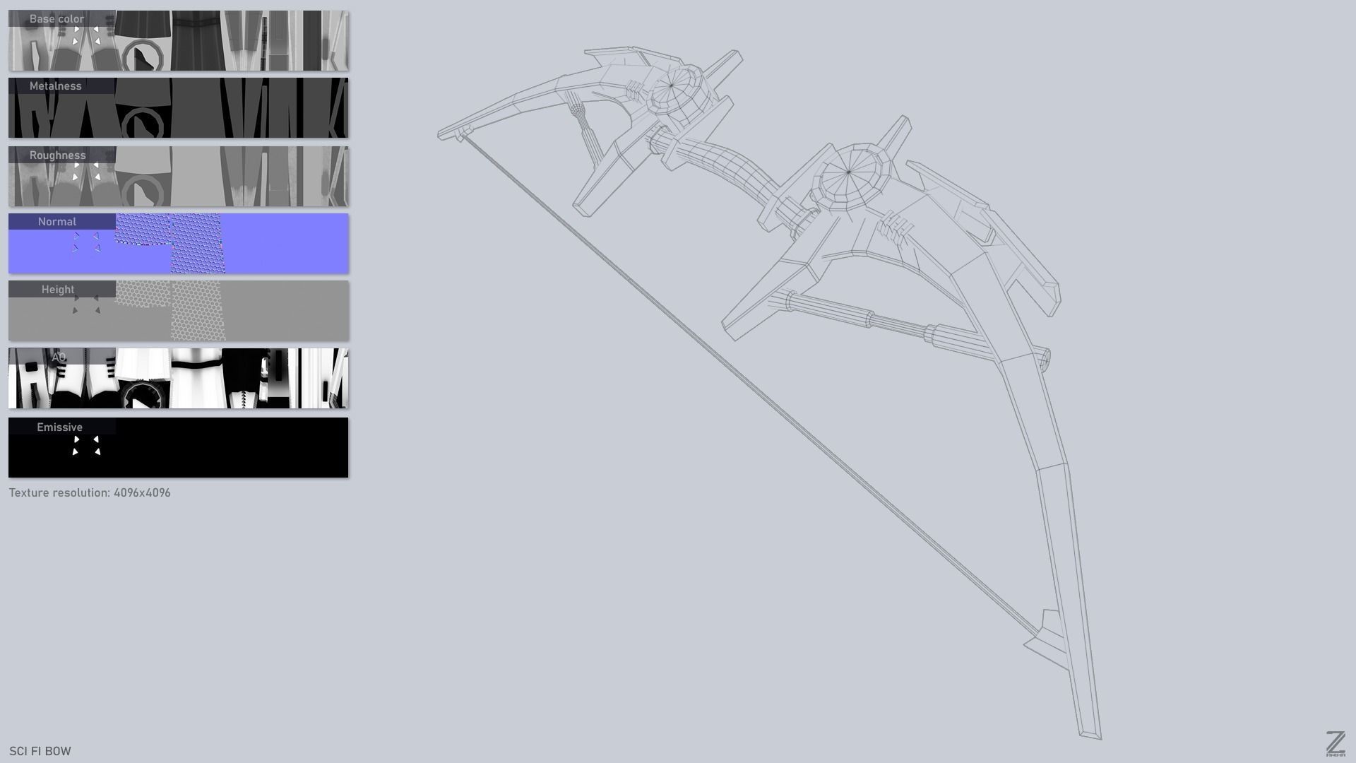 Scifi bow Low-poly 3D model_2