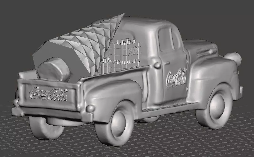 coka cola santa pick up truck 3D print model_0