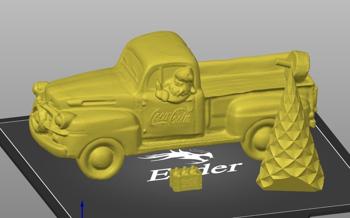 coka cola santa pick up truck 3D print model_2