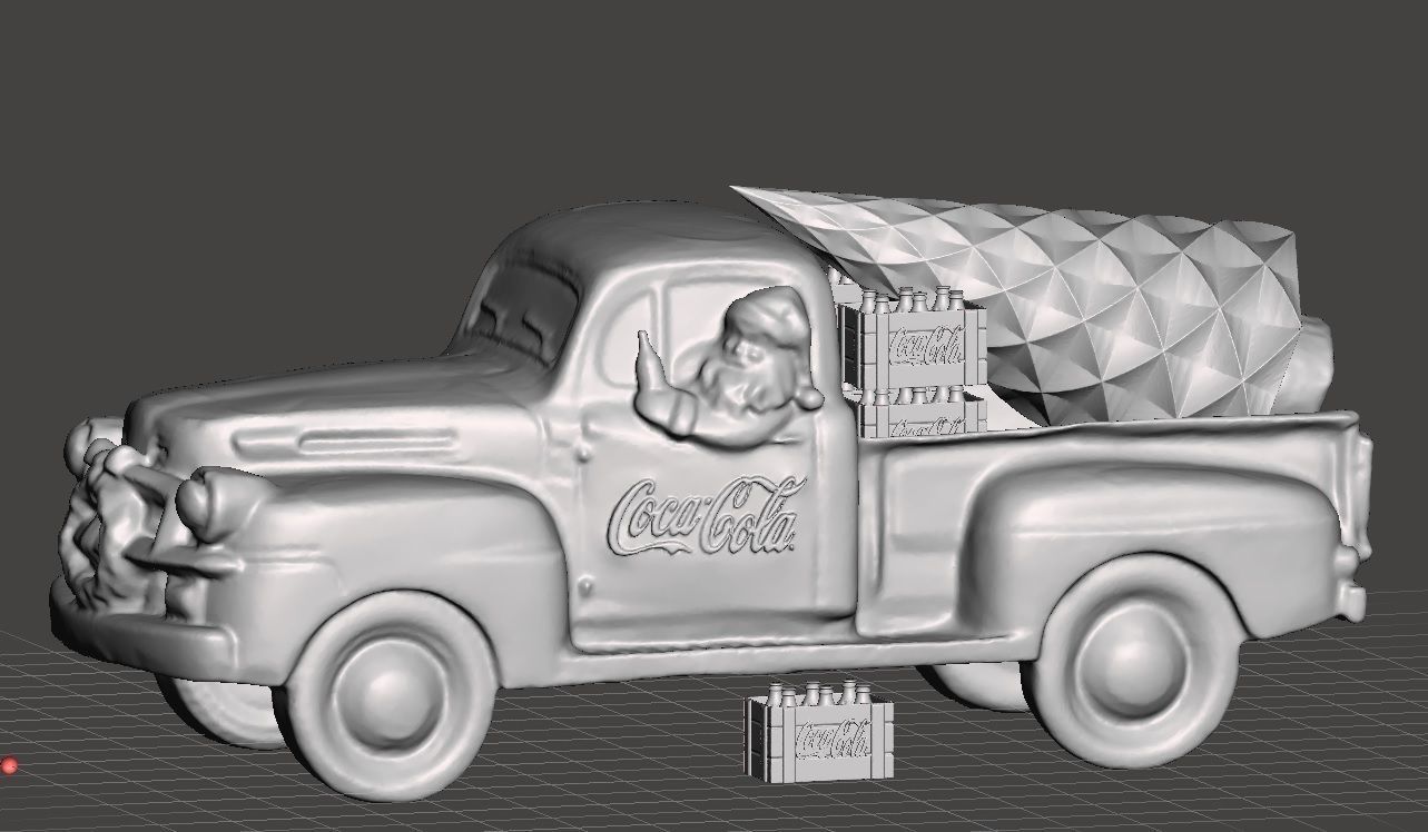 coka cola santa pick up truck 3D print model_4