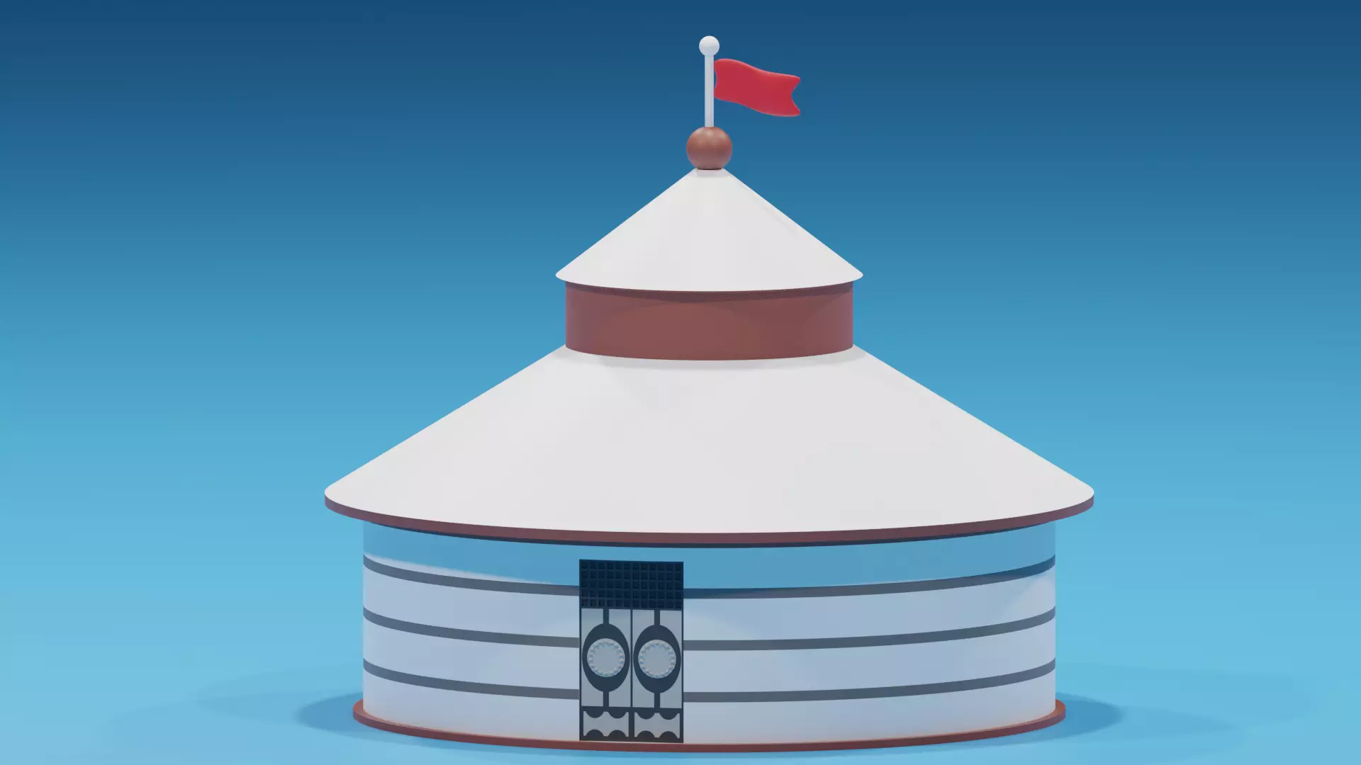 Cartoon Mongolian Yurt 1 3D model_0