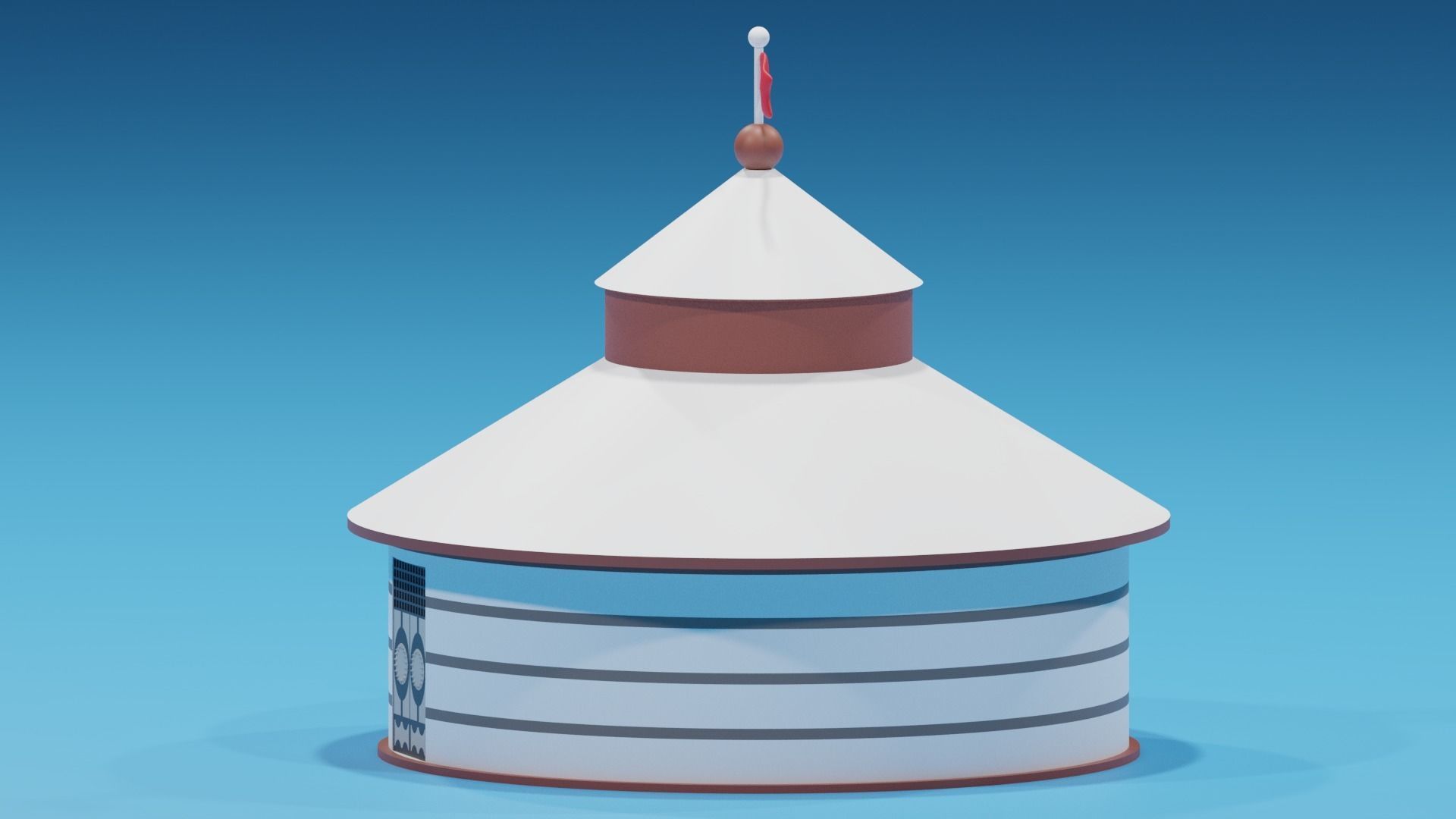 Cartoon Mongolian Yurt 1 3D model_10