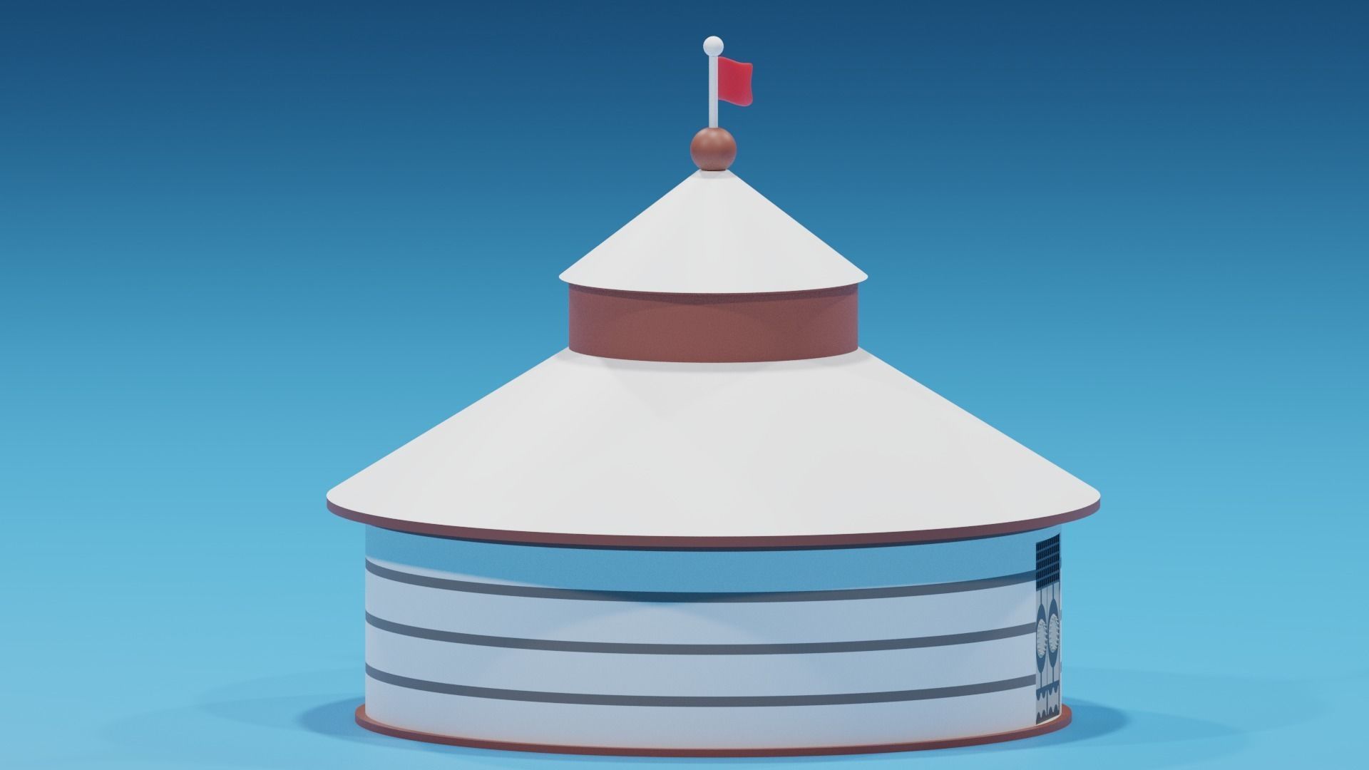 Cartoon Mongolian Yurt 1 3D model_3