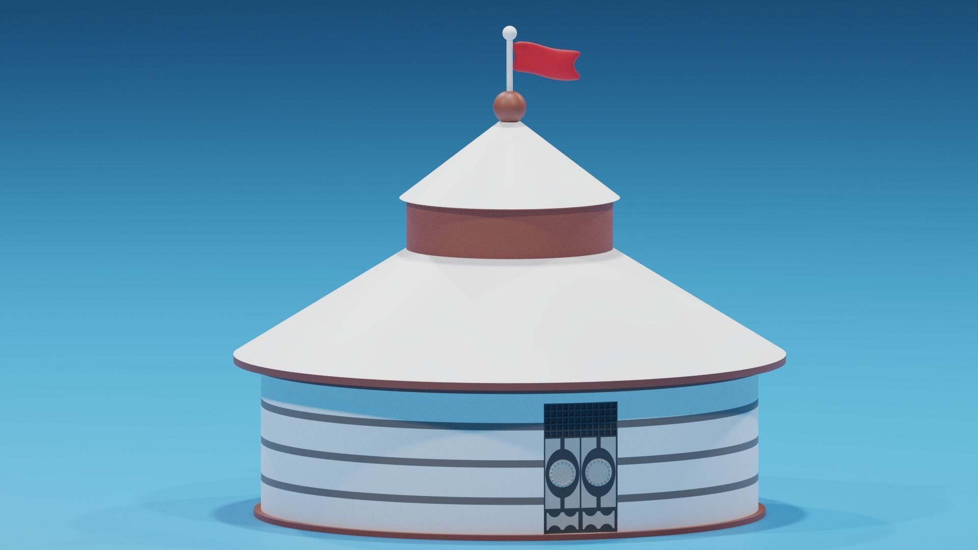 Cartoon Mongolian Yurt 1 3D model_1