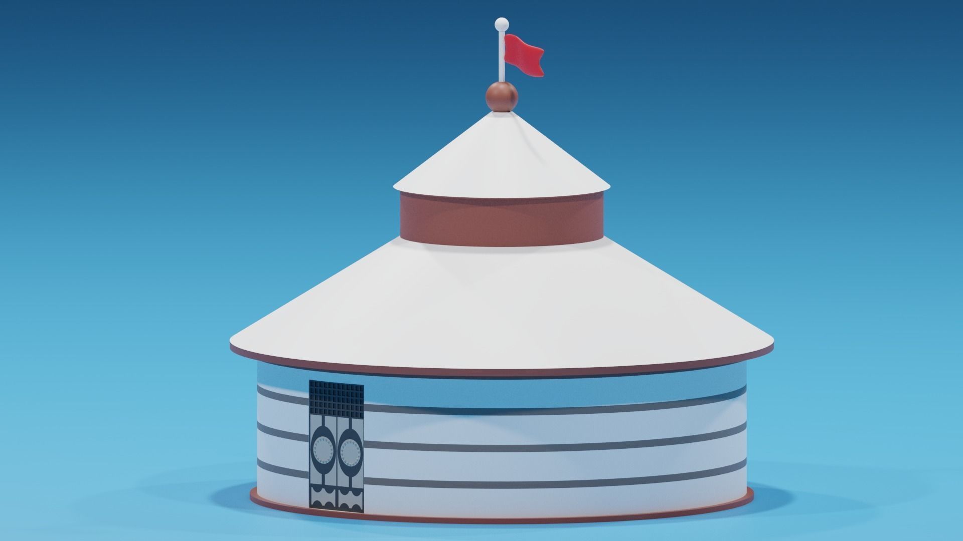 Cartoon Mongolian Yurt 1 3D model_11