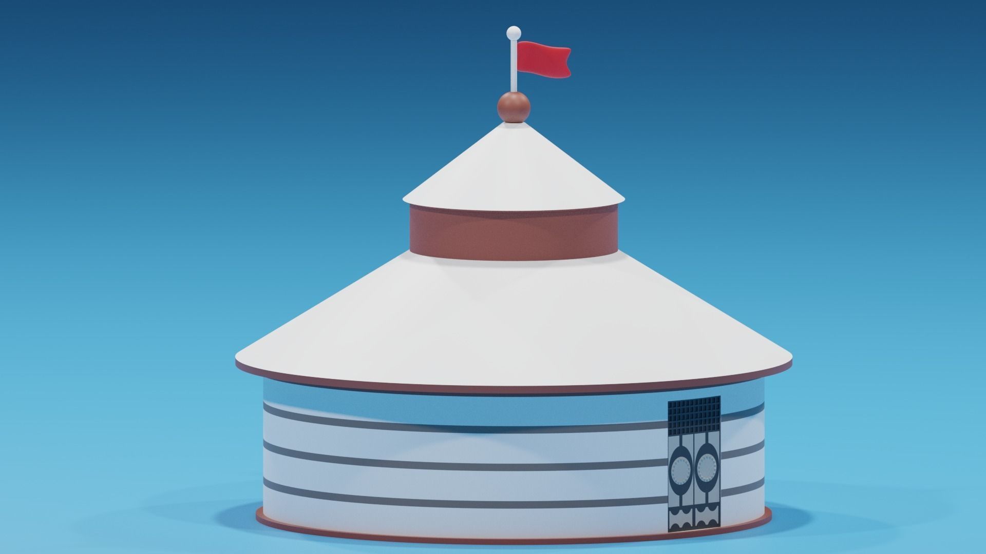 Cartoon Mongolian Yurt 1 3D model_2