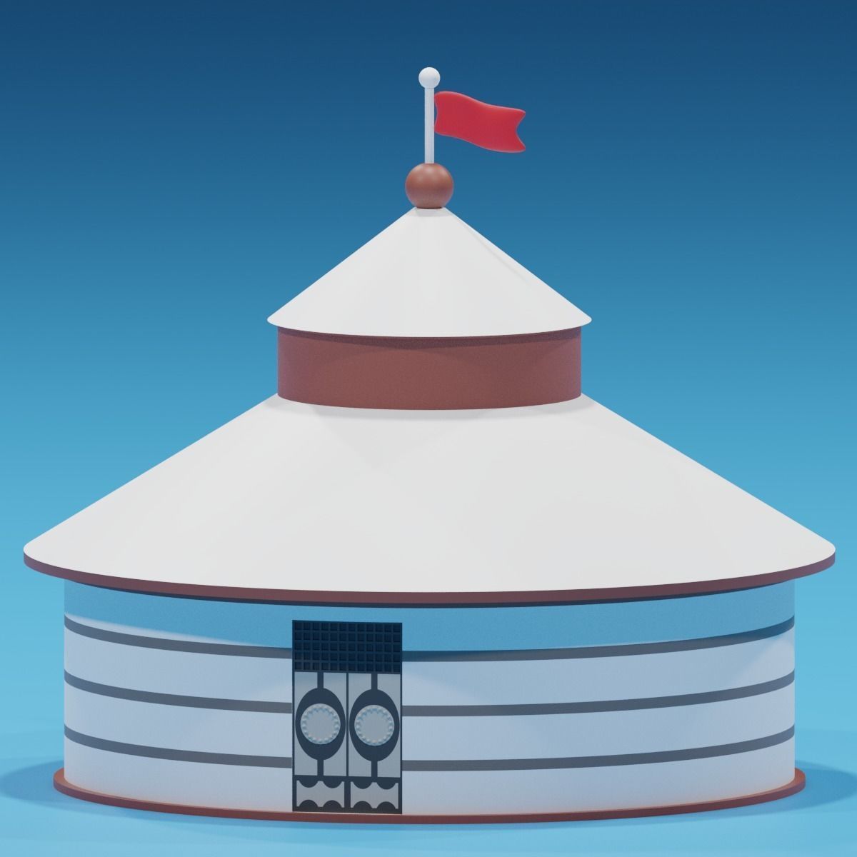 Cartoon Mongolian Yurt 1 3D model_12