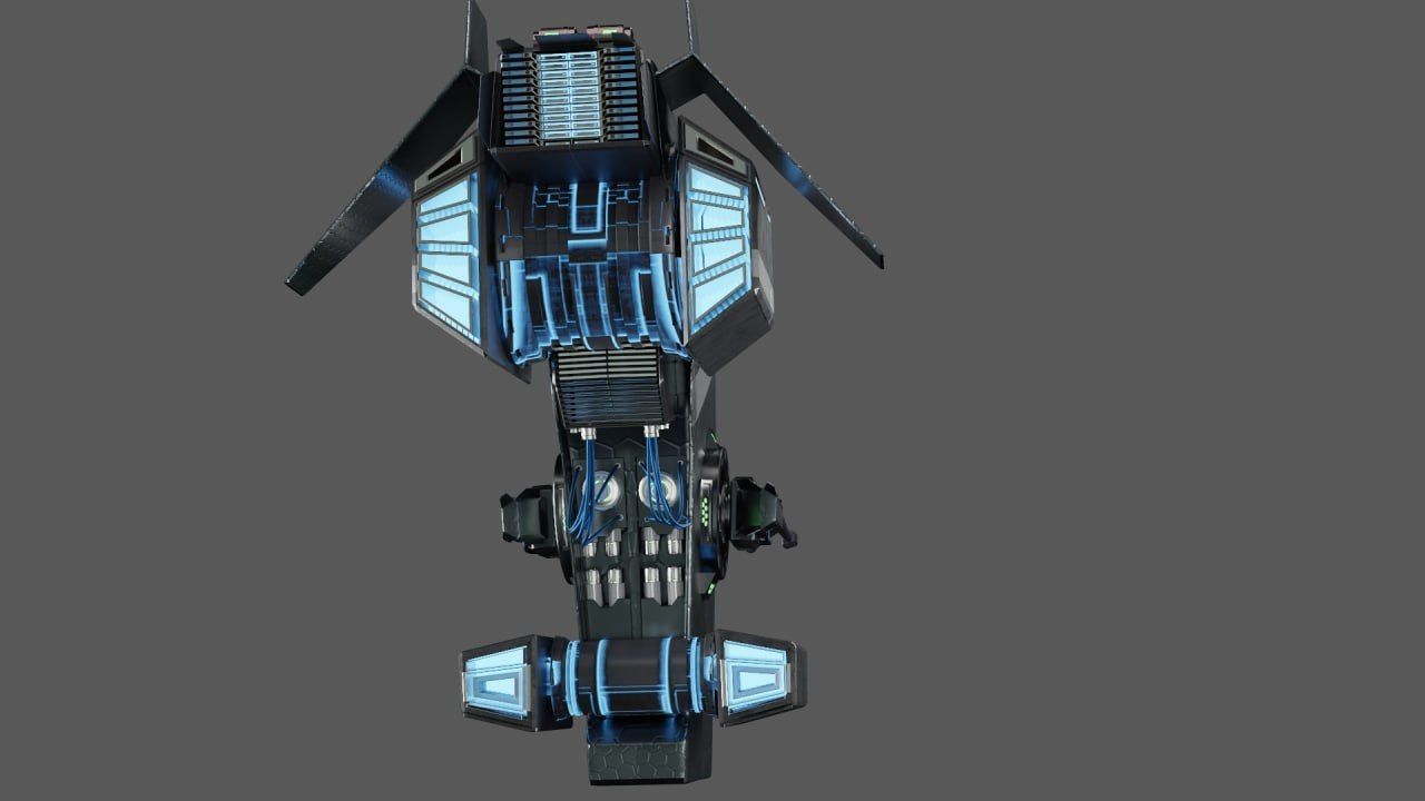 A Spaceship Created with Love in Blender Low-poly 3D model_9