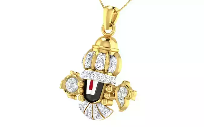 light weight yellow gold  diamond pendent -ZA PN 2927