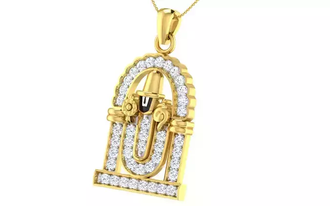 light weight yellow gold  diamond pendent -ZA PN 2928