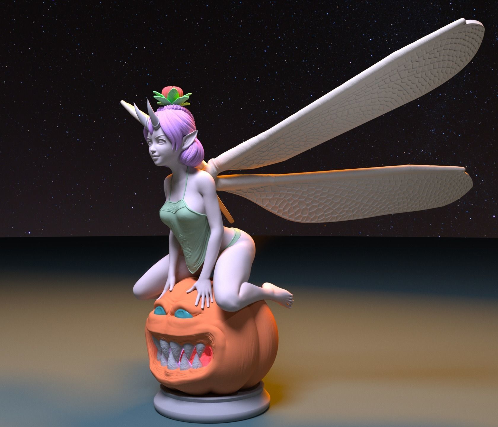 CUTIE DRAGONFLY PRINCESS ON HALLOWEEN 3D print model_1