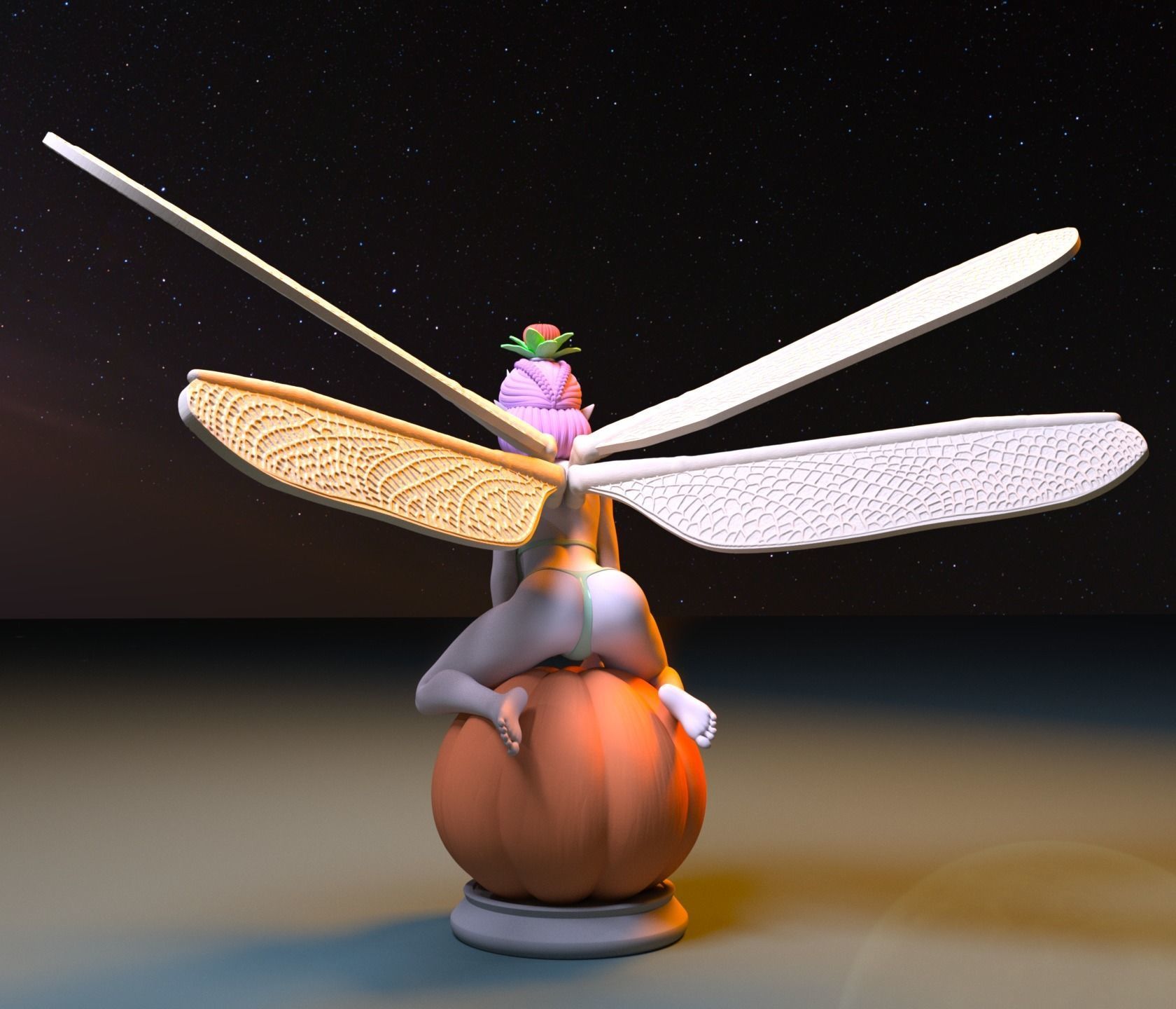 CUTIE DRAGONFLY PRINCESS ON HALLOWEEN 3D print model_8