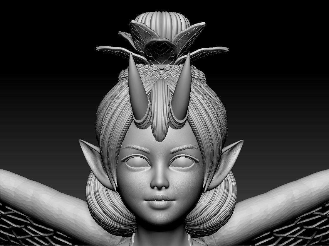 CUTIE DRAGONFLY PRINCESS ON HALLOWEEN 3D print model_11