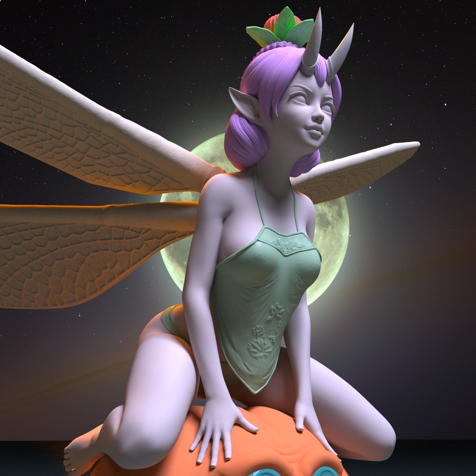 CUTIE DRAGONFLY PRINCESS ON HALLOWEEN 3D print model_2