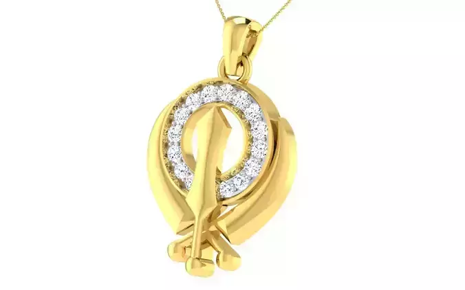 light weight yellow gold  diamond pendent -ZA PN 3169